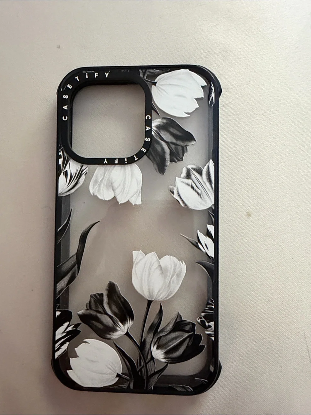 Casetify Black & White Tulip Floral Clear Phone Case for IPhone 13 Pro
